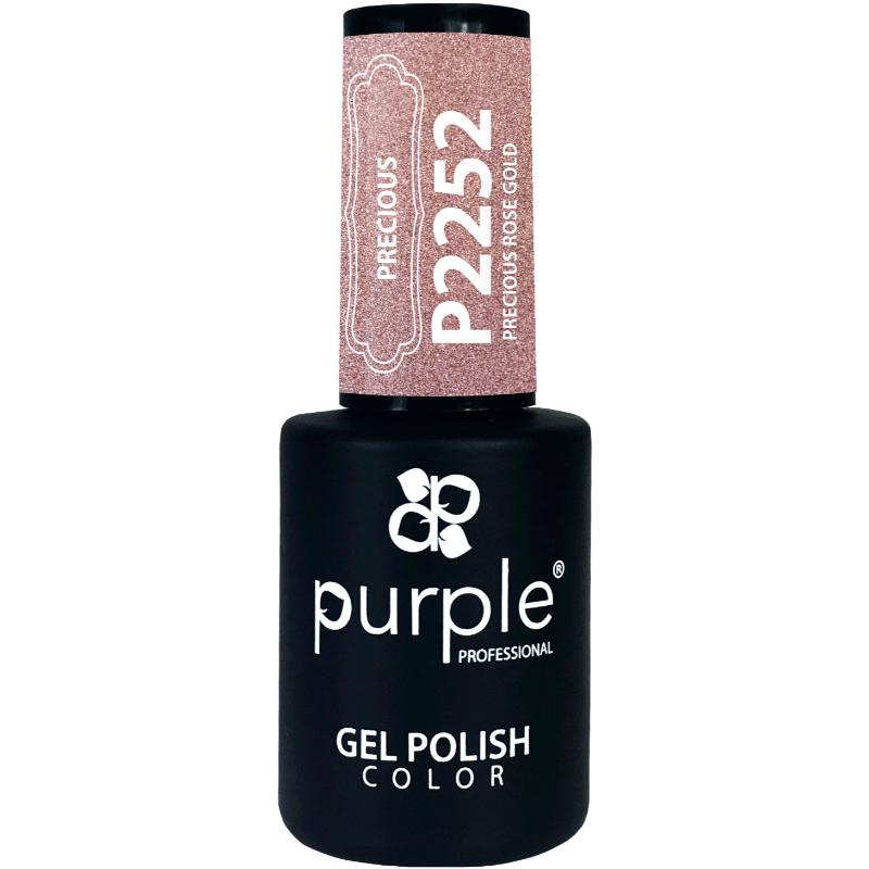 PURPLE VERNIZ GEL PRECIOUS ROSE GOLD GLITTER 10ML