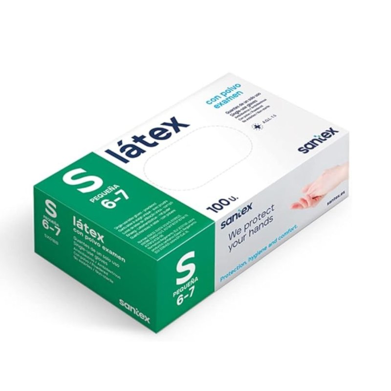GUANTES DE LÁTEX SANTEX CON PO - TALLA P - 100 UN