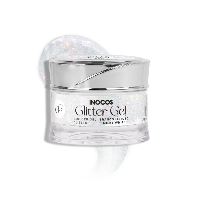GEL CONSTRUÇÃO GLITTER GEL BRANCO LEITOSO 30GR