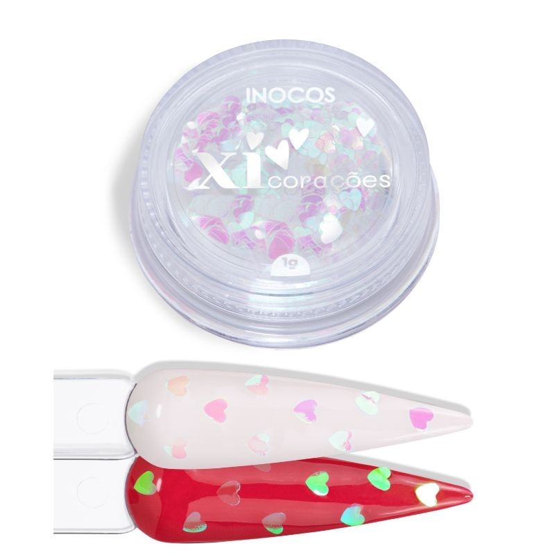 INOCOS GLITTER XI-CORAÇÃO BRANCO HOLOGRÁFICO 1GR