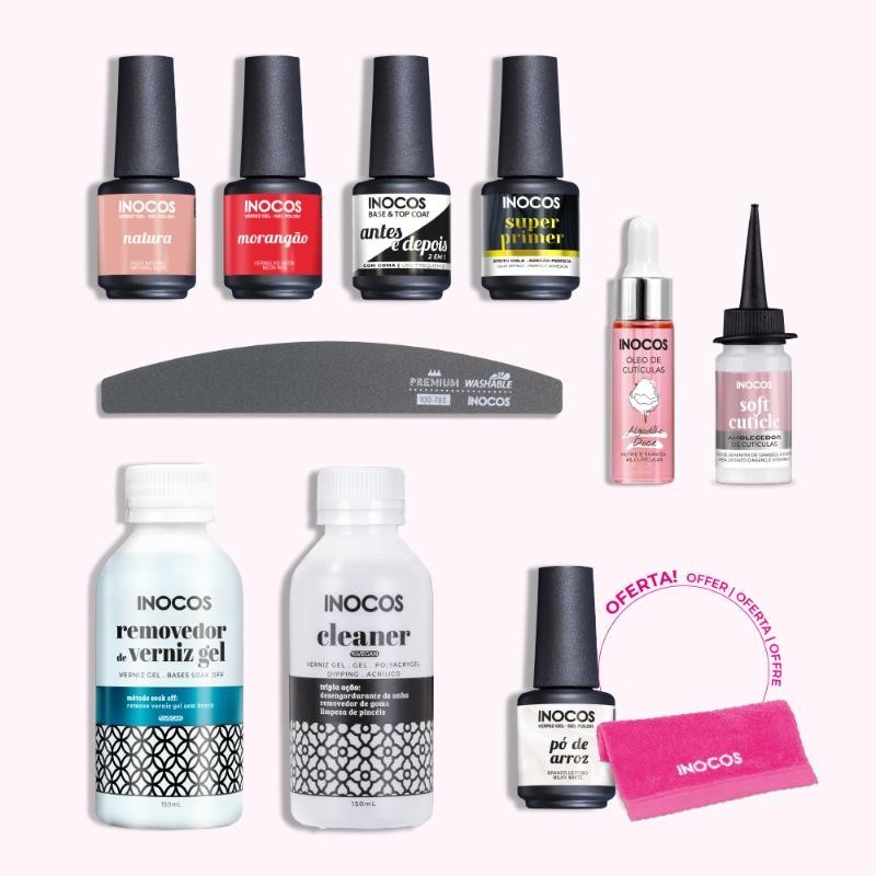 INOCOS KIT VERNIZ GEL C/ LÂMPADA LED/UV 48W