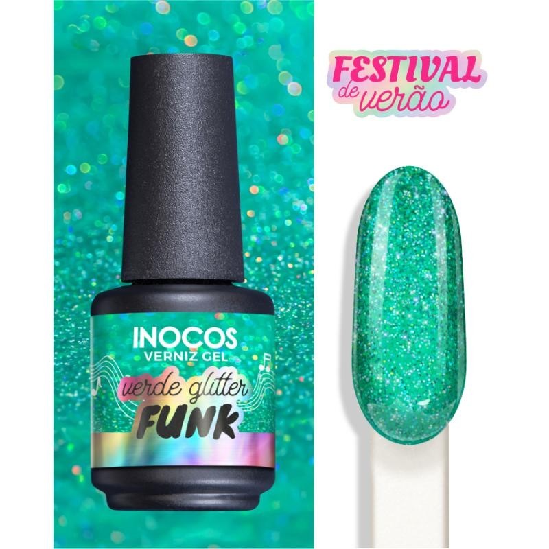 VERNIZ GEL FESTIVAL VERÃO VERDE GLITTER FUNK 15ML
