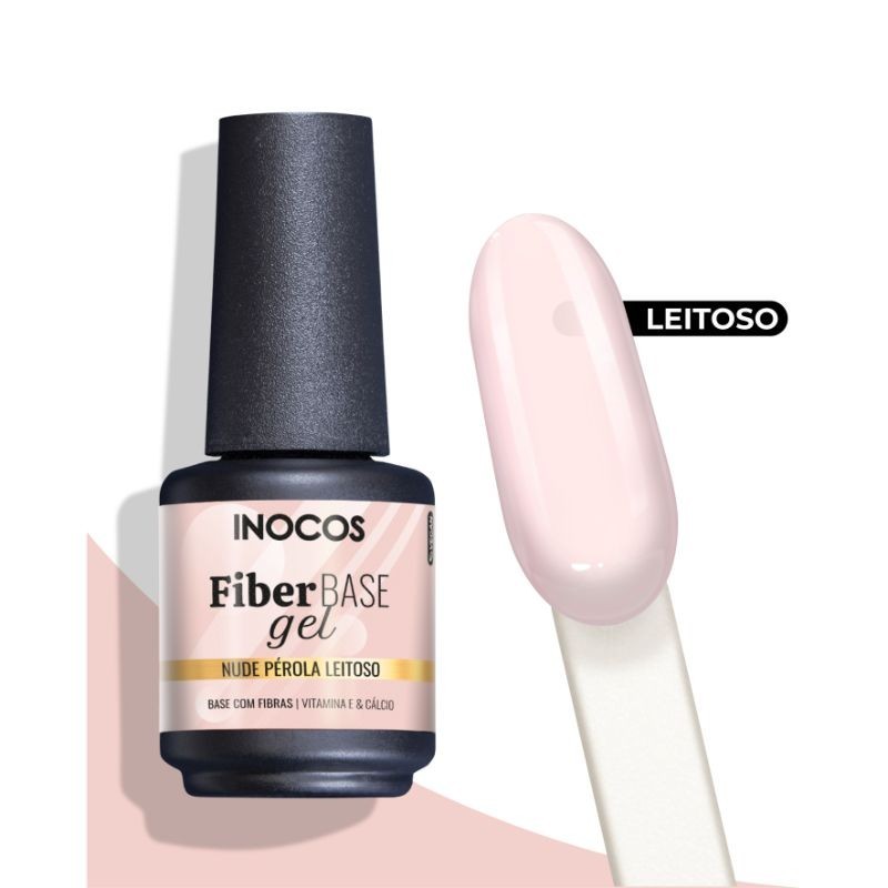 VERNIZ GEL FIBER BASE COVER NUDE PÉROLA LEITOSO