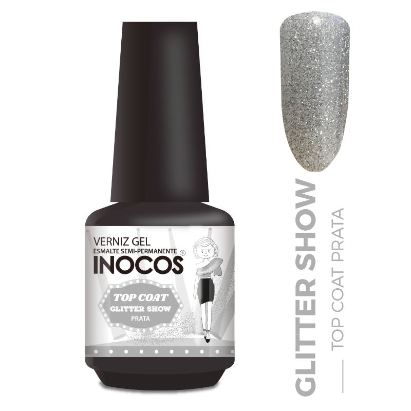  TOP COAT GLITTER SHOW PRATA 15ML