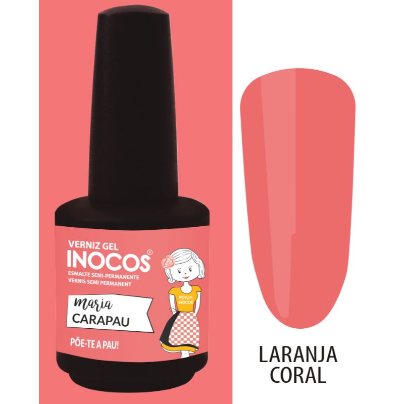 VERNIZ GEL MARIA CARAPAU LARANJA CORAL 15ML 