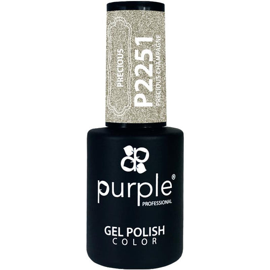 ESMALTE DE GEL CON BRILLO PÚRPURA PRECIOSO CHAMPÁN 10ML
