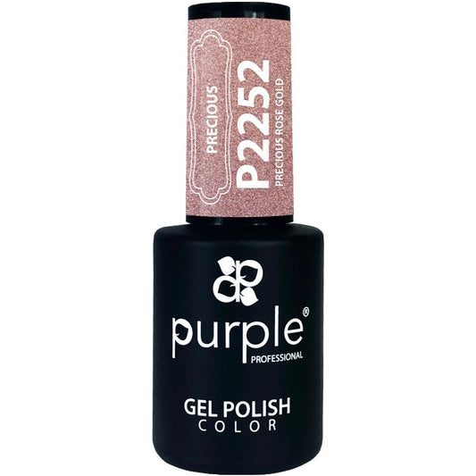 ESMALTE DE GEL CON BRILLO ORO ROSA PRECIOSO PÚRPURA 10ML