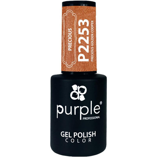 ESMALTE EN GEL CON BRILLO DE COBRE DORADO PRECIOSO PÚRPURA 10ML