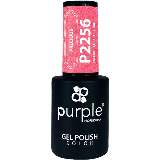 ESMALTE DE GEL CON BRILLO ELÉCTRICO CORAL PRECIOSO PÚRPURA 10ML