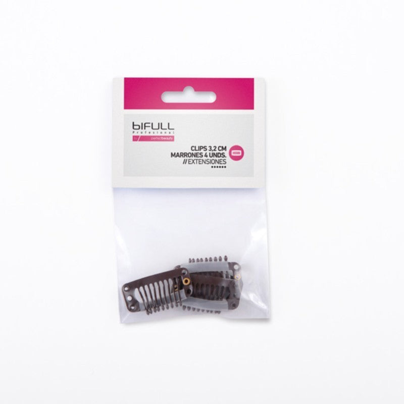 BIFULL CLIPS EXTENSÕES 3.2CM. CASTANHOS 4 UN.