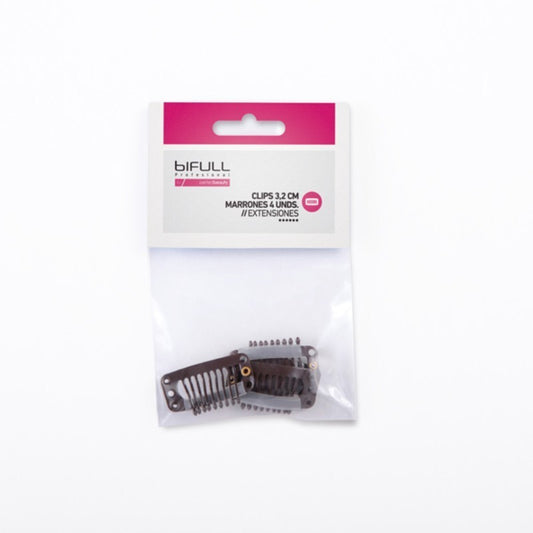 BIFULL CLIPS EXTENSÕES 3.2CM. CASTANHOS 4 UN.