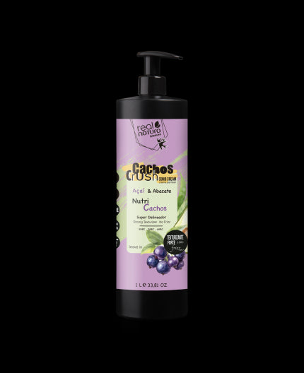 REAL NATURA CREME DE PENTEAR CACHOS CRUSH AÇAÍ E ABACATE 1LT