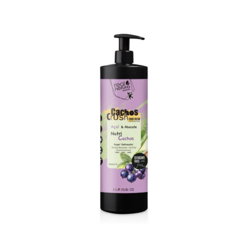 REAL NATURA CRUSH CREMA PARA PEINAR RIZOS AÇAÍ Y AGUACATE 1LT