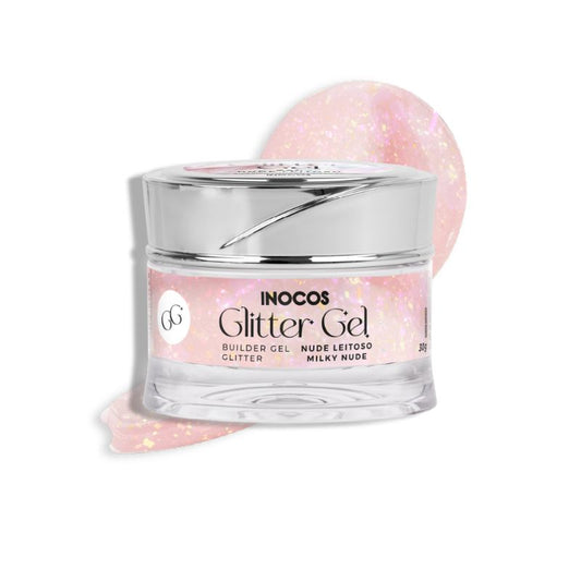 GEL CONSTRUÇÃO GLITTER GEL NUDE LEITOSO 30GR