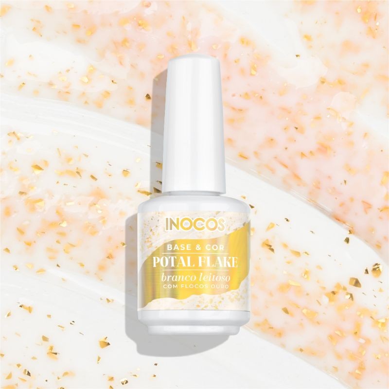 BASE POTAL BRANCO LEITOSO FLOCOS OURO 15ML
