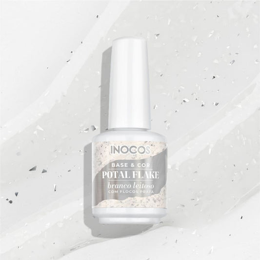 BASE POTAL BRANCO LEITOSO FLOCOS PRATA 15ML