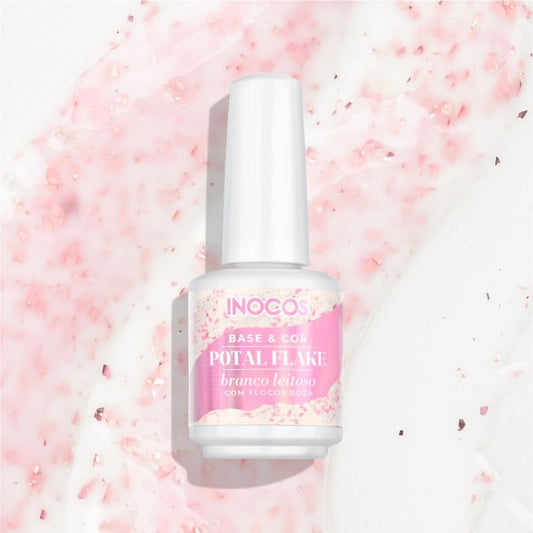 BASE POTAL BRANCO LEITOSO FLOCOS ROSA 15ML