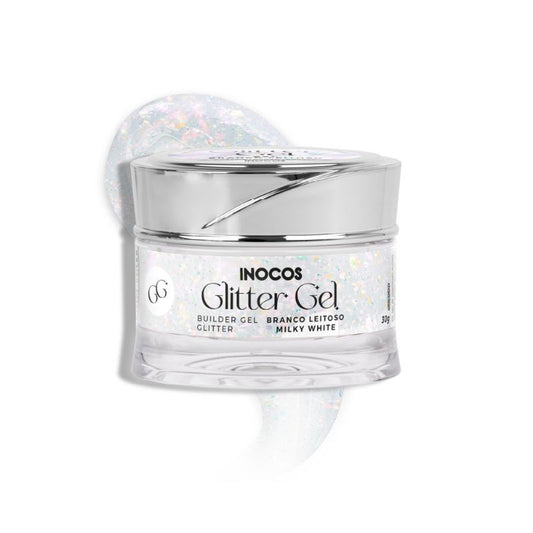 GEL CONSTRUÇÃO GLITTER GEL BRANCO LEITOSO 30GR