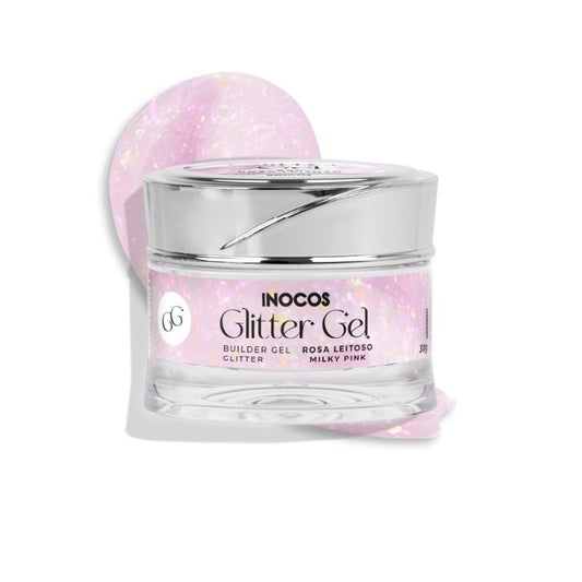 GEL CONSTRUÇÃO GLITTER GEL ROSA LEITOSO 30GR