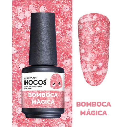 VERNIZ GEL BOMBOCA MÁGICA ROSA COM BRILHOS SORTIDOS 15ML 
