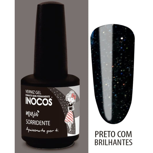 VERNIZ GEL MARIA SORRIDENTE PRETO COM BRILHOS 15ML 
